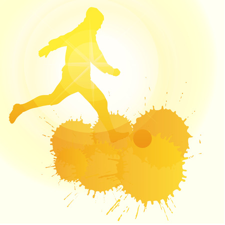 occer players silhouette vector background concept with ink splashes and sun for posterのイラスト素材