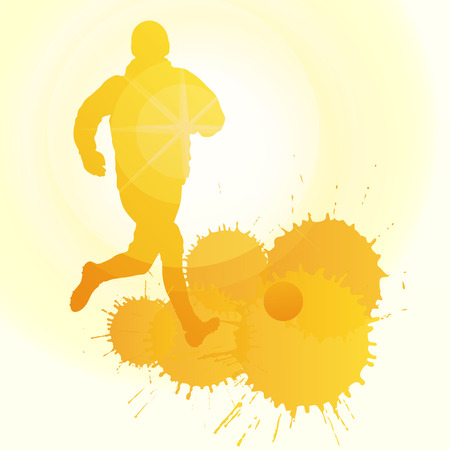 occer players silhouette vector background concept with ink splashes and sun for posterのイラスト素材