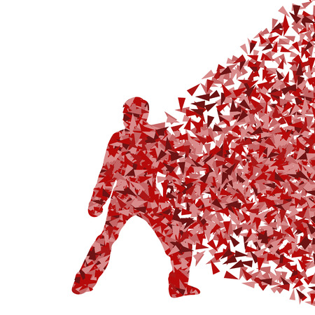 Active taekwondo martial arts fighters combat fighting and kicking sport silhouette vector background conceptのイラスト素材