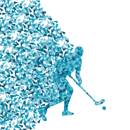Floor ball player vector silhouette made of triangle fragments vector abstract background for posterのイラスト素材