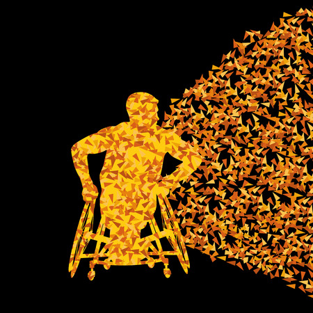 Man in wheelchair vector abstract background concept for posterのイラスト素材