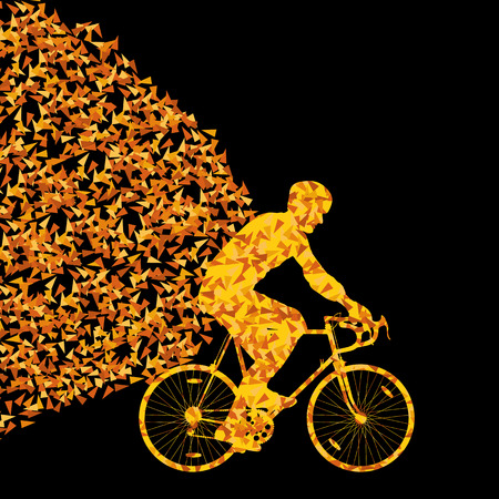 Sport bike and rider vector concept background made of fragments for posterのイラスト素材