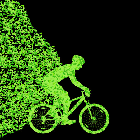 Sport bike and rider vector concept background made of fragments for posterのイラスト素材