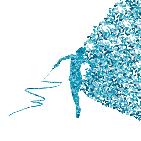 Teenager gymnastic with ribbon abstract background for posterのイラスト素材