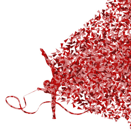 Teenager gymnastic with ribbon abstract background for posterのイラスト素材