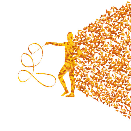 Teenager gymnastic with ribbon abstract background for posterのイラスト素材