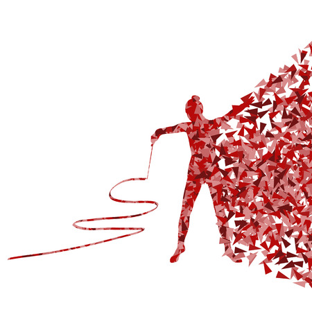 Teenager gymnastic with ribbon abstract background for posterのイラスト素材
