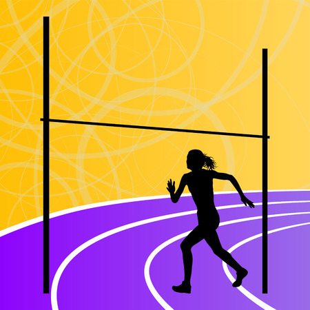 High jump athletics active woman girl sport silhouette concept illustration background vectorのイラスト素材