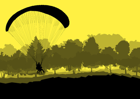 Paragliding vector background landscape concept vector for posterのイラスト素材