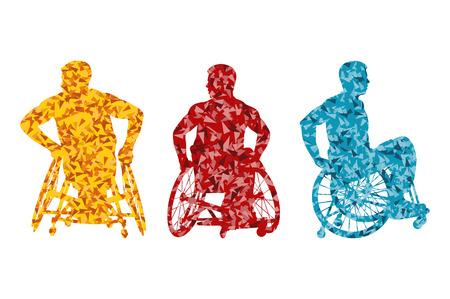 Active disabled men wheelchair vector background concept for posterのイラスト素材