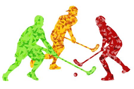Floorball players vector silhouette background abstract conceptのイラスト素材