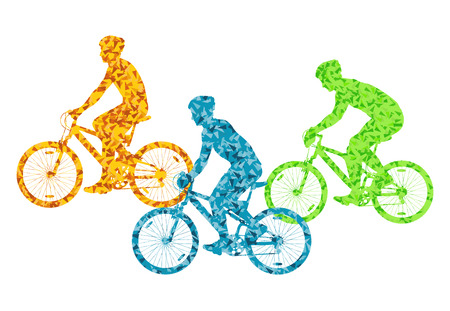 Colorful sport road bike rider bicycle silhouette background illustration vector conceptのイラスト素材