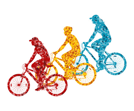 Colorful sport road bike rider bicycle silhouette background illustration vector conceptのイラスト素材