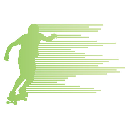 Skateboarder silhouette vector background concept made of stripes for posterのイラスト素材