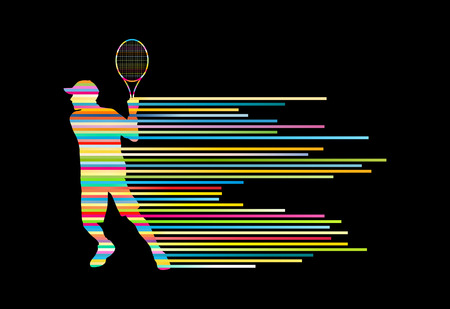 Tennis player abstract vector background concept made of stripes for posterのイラスト素材
