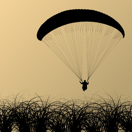 Paragliding active sport background landscape concept vector for posterのイラスト素材