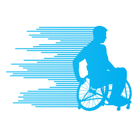 Man in wheelchair disabled people concept made of stripes vector background for posterのイラスト素材