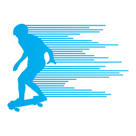 Skateboarder silhouette vector background concept made of stripes for posterのイラスト素材