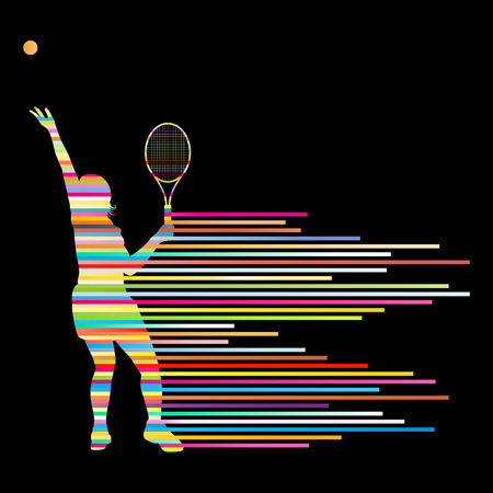 Tennis player abstract vector background concept made of stripes for posterのイラスト素材