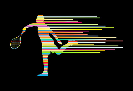 Tennis player abstract vector background concept made of stripes for posterのイラスト素材