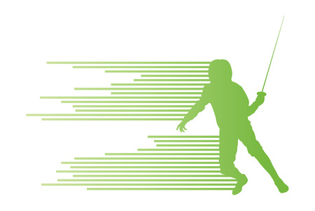 Sword fighters active young man fencing sport silhouettes vector abstract background illustrationのイラスト素材