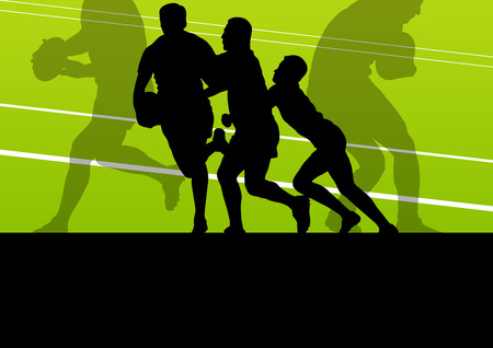 Rugby player man silhouette vector background concept for posterのイラスト素材