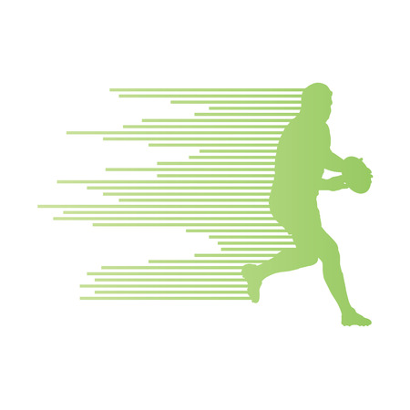 Rugby player man silhouette vector background concept made of stripes for posterのイラスト素材