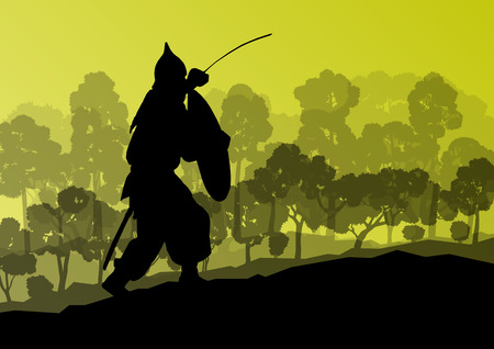 Medieval warrior, crusader vector background landscape conceptのイラスト素材