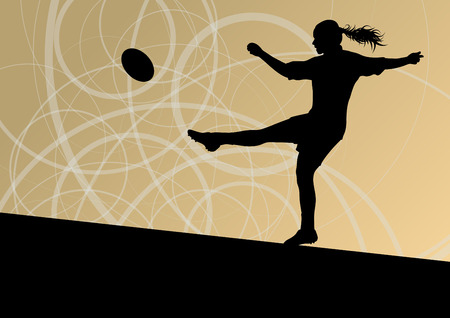 Rugby player woman silhouette vector background for posterのイラスト素材