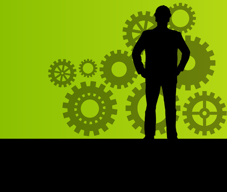 Engineer in front of gear industry vector background conceptのイラスト素材