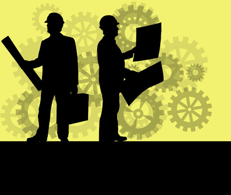 Engineer in front of gear industry vector background conceptのイラスト素材