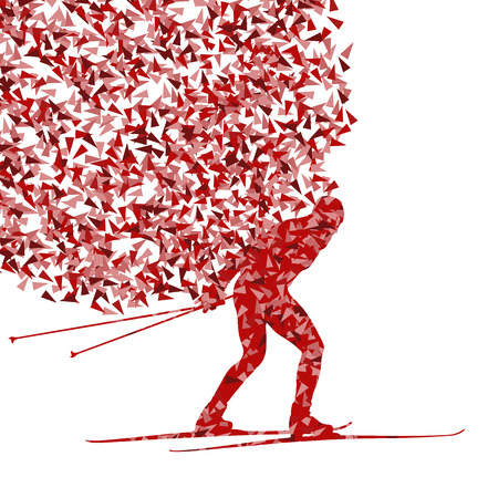 Cross country skiing vector background concept made of fragments cloud for posterのイラスト素材