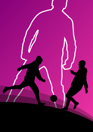 Soccer football players active young and healthy men sport silhouettes vector abstract background illustrationのイラスト素材