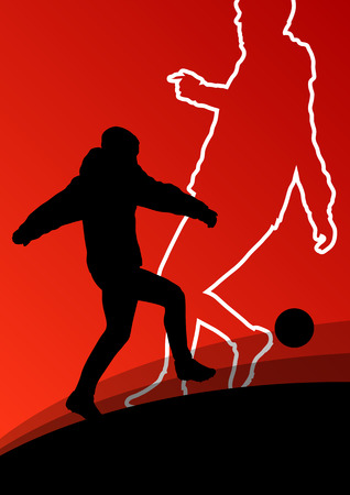 Soccer football players active young and healthy men sport silhouettes vector abstract background illustrationのイラスト素材