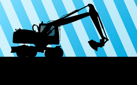 Excavator digger in action vector background concept for posterのイラスト素材