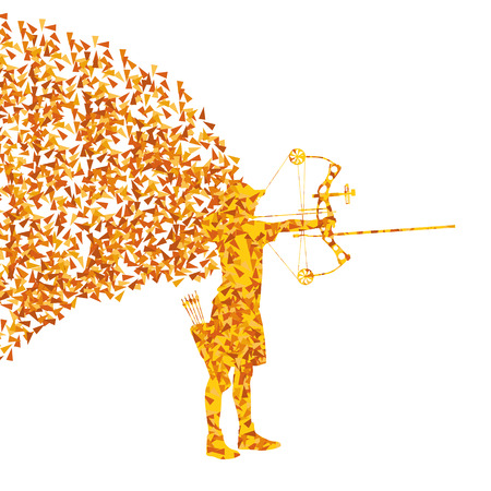 Archer training with bow vector background concept for posterのイラスト素材