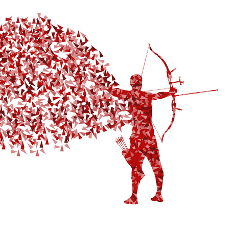 Archer training with bow vector background concept for posterのイラスト素材
