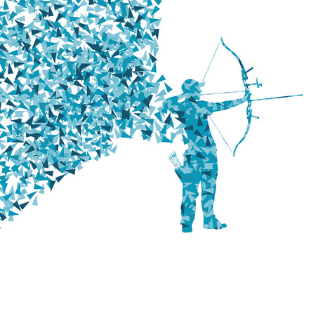 Archer training with bow vector background concept for posterのイラスト素材
