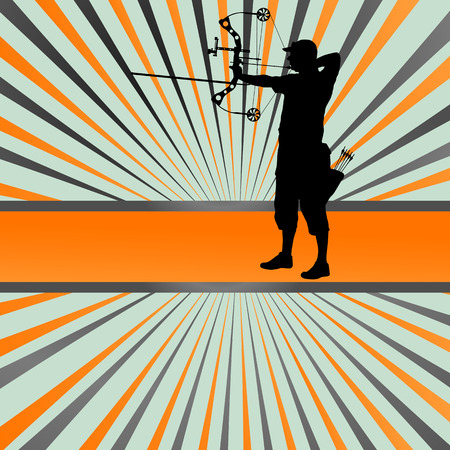 Active young archery sport silhouettes abstract background vectorのイラスト素材