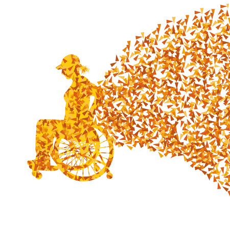 Woman in wheelchair vector background disabled people conceptのイラスト素材
