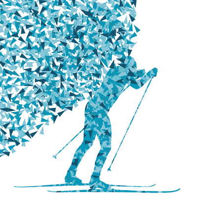 Cross country skiing vector background concept made of fragments cloud for posterのイラスト素材