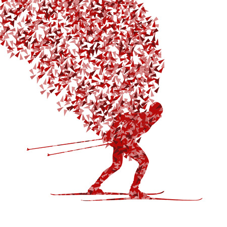 Cross country skiing vector background concept made of fragments cloud for posterのイラスト素材