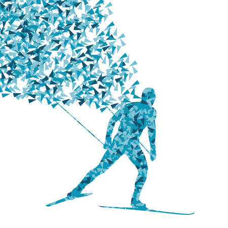 Cross country skiing vector background concept made of fragments cloud for posterのイラスト素材
