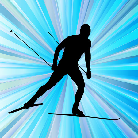 Cross country skiing vector background with white color splashes conceptのイラスト素材
