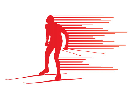 Cross country skiing vector background concept man made of stripesのイラスト素材