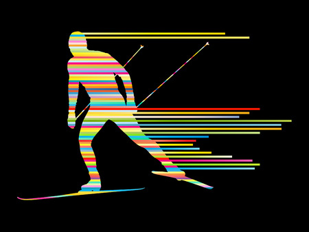 Cross country skiing vector background concept man made of stripesのイラスト素材