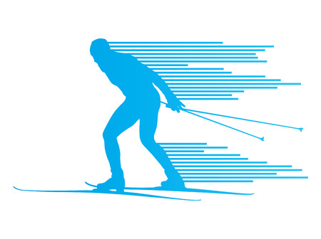 Cross country skiing vector background concept man made of stripesのイラスト素材