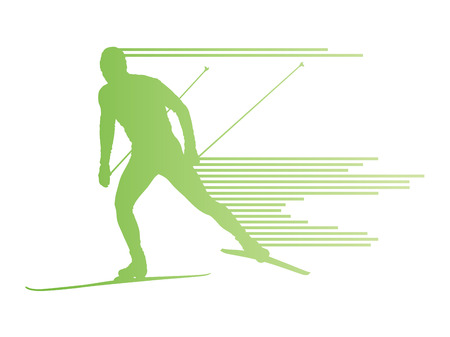 Cross country skiing vector background concept man made of stripesのイラスト素材