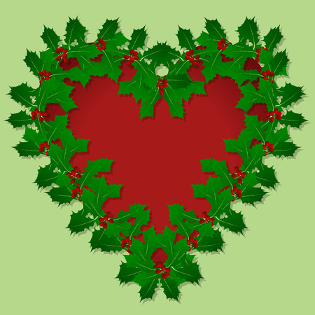 Christmas holly berry vintage holiday decoration illustration background vectorのイラスト素材