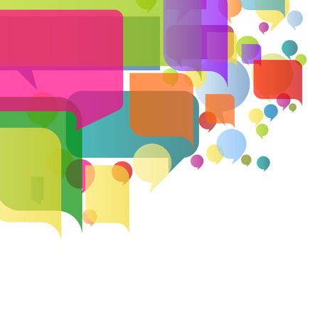 Colorful speech bubbles and balloons cloud illustration background vector conceptのイラスト素材
